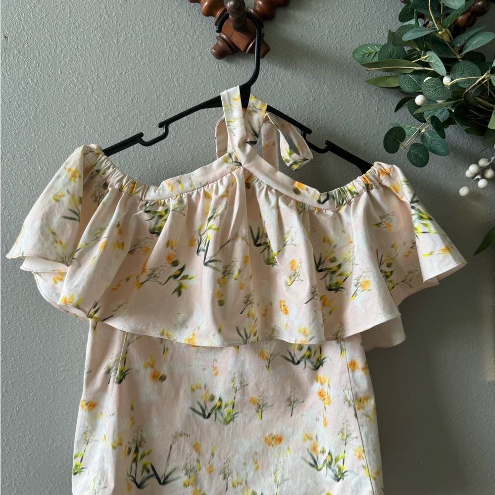 Rebecca Taylor Yellow Floral Off-Shoulder Blouse